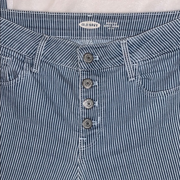 Old Navy Pin-stripped denim jeans button fly 4 - Picture 3 of 8